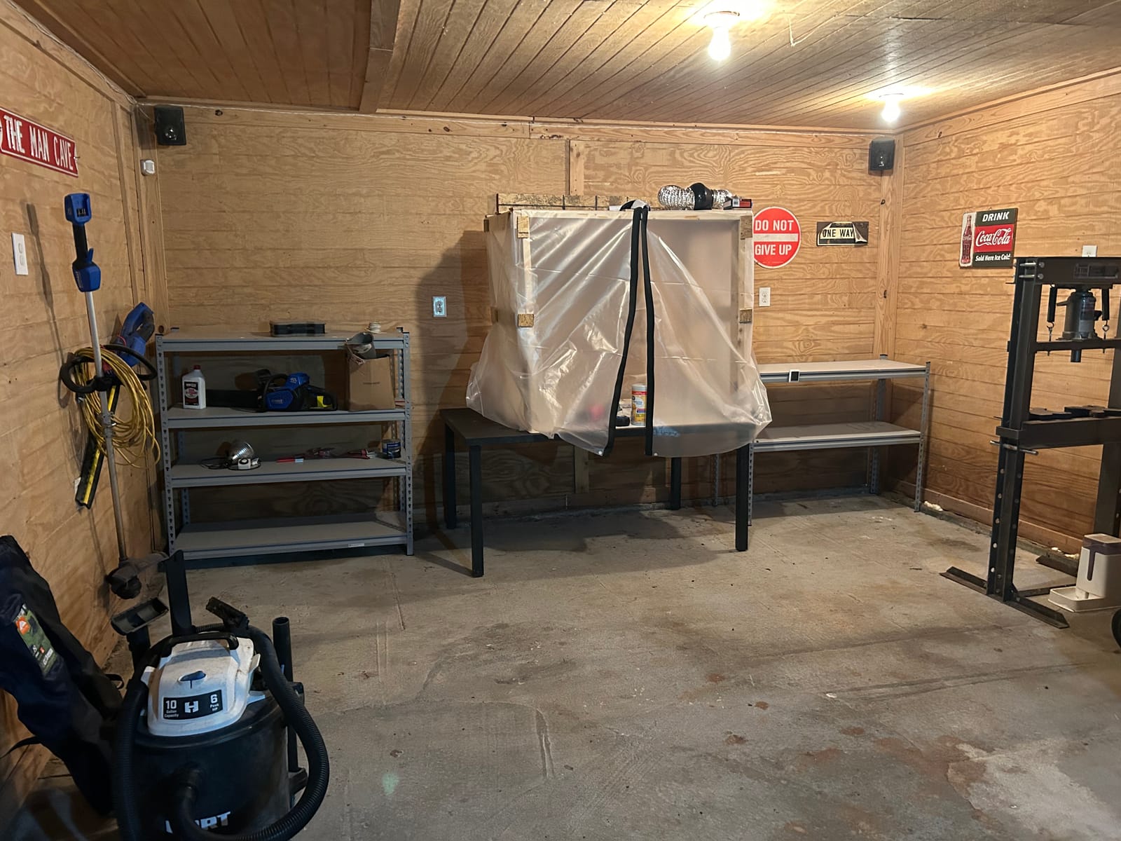 The print station inside the barn